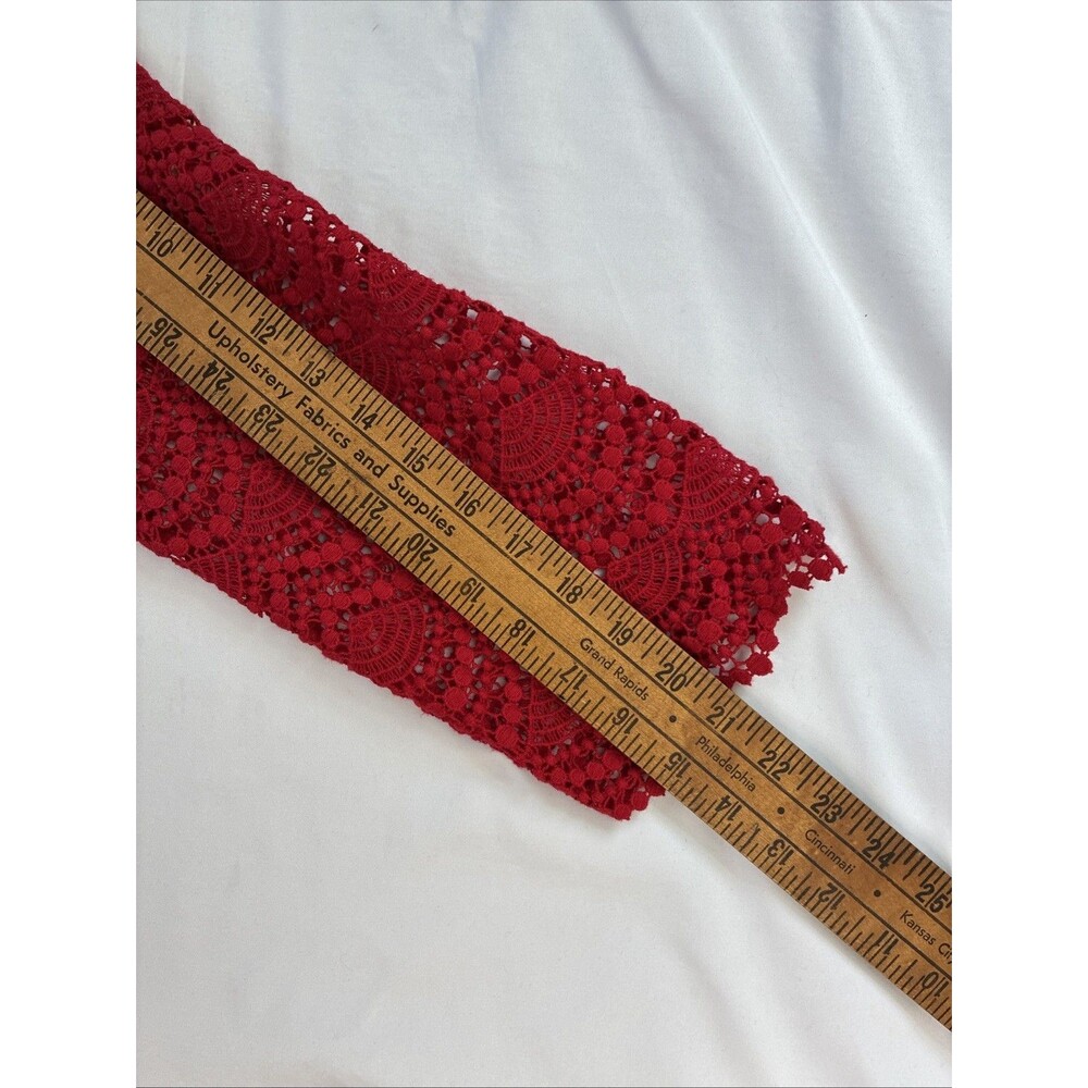 Talbots RSVP Off Shoulder Top XL Red Cotton Crochet Lace Scalloped Romantic Chic - Picture 11 of 14